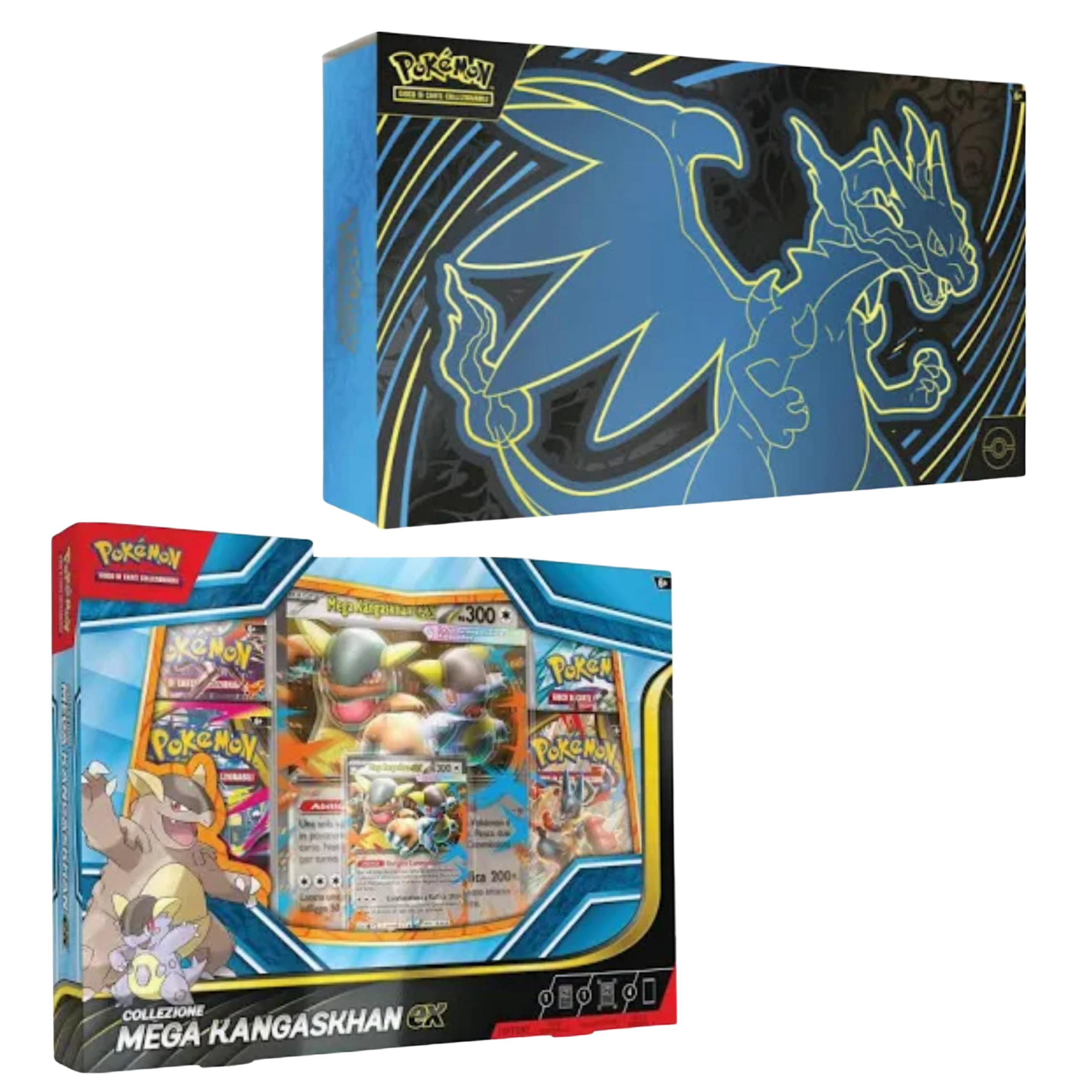 Pokemon Bundle UPC mega Charizard + Collezione mega kangaskhan